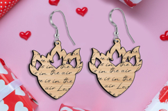 Heart on Fire Engraved Text Earring SVG Laser Valentine Gift Product Image 1
