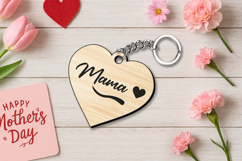 Heart Shaped Mothers Day Keychain Gift SVG Laser Present Mom Product Image 1
