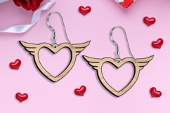 Heart with Wings Earrings SVG Laser Valentine Romantic Gift Product Image 1