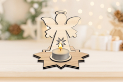 Holiday Angel Candle Holder Christmas Pattern SVG Laser Product Image 1
