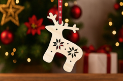 Holiday Deer Christmas Ornament SVG Laser Gift Present Product Image 1
