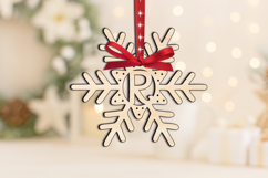 Holiday Gift SVG Letter R Alphabet Christmas Ornament Laser Product Image 1