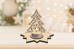 Holiday Joyful Christmas Candle Holder SVG Star Tree Design Product Image 1