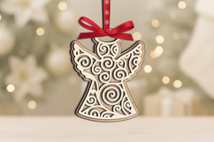 Holiday Pattern Angel Ornament SVG Christmas Laser Present Product Image 1