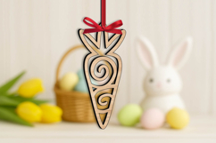 Holiday Pattern Easter Carrot Ornament Laser Cut Present Product Image 1