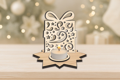 Holiday Present Christmas Pattern SVG Laser Candle Holder Product Image 1