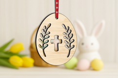 Holiday SVG Easter Laser Egg Cross Wreath Ornament Present Product Image 1