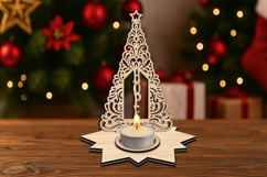 Hope Text Christmas Tree Candle Holder SVG Laser House Decor Product Image 1