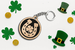 Horse Shoe Keychain SVG Patrick Day Laser Lucky Charm Gift Product Image 1