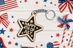 Star Engraved Happy 4th July Keychain Laser SVG Gift Present Product Image 1