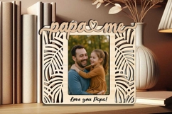 Jungle Leaves SVG Papa and Me Photo Frame Gift Laser Child Product Image 1