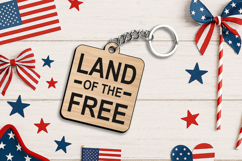 Land of the Free 4th of July Keychain Laser SVG Gift Amercia Product Image 1