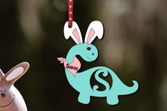 Laser Cut Holiday Letter S Easter Dino Basket Name Tag SVG Product Image 1