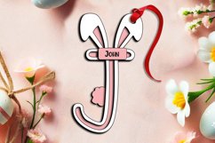 Laser Cut Letter J Easter Basket Tag Ornament SVG Bunny Tail Product Image 2