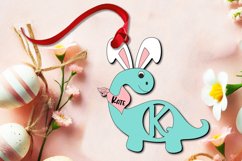 Laser Cut Letter K Easter Dino Basket Name Tag Holiday SVG Product Image 1