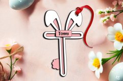 Laser Cut Letter T Easter Basket Tag Ornament SVG Bunny Gift Product Image 1