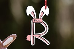 Laser cut SVG Letter R Easter Basket Tag Ornament Bunny Tail Product Image 1