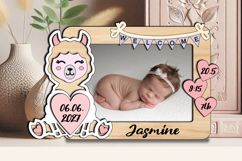 Laser Lama Baby Photo Frame SVG Newborn Home Decor Present Product Image 1