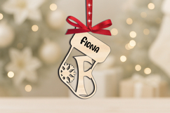 Laser Letter F SVG Sock Christmas Ornament Monogram Alphabet Product Image 2