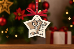 Laser SVG Christmas Deer Woods Ornament Home Decor Present Product Image 1