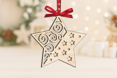 Laser SVG Christmas Star Design Ornament Home Decor Holiday Product Image 1