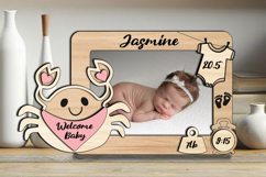 Laser SVG Crab Baby Photo Frame Present Board Newborn Pic Product Image 1