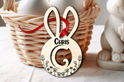 Laser SVG Easter Letter C Basket Tag Ornament Flowers Bunny Product Image 1