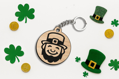 Laser SVG Leprechaun Face Keychain Patrick Day Lucky Charm Product Image 1