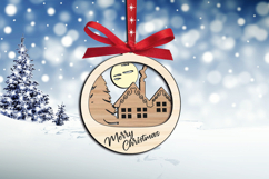 Laser SVG Merry Christmas Holiday Cottage Winter Scene Gift Product Image 1