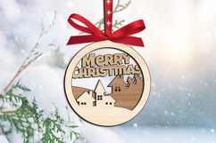 Laser SVG Merry Christmas Ornament Holiday Homes Santa Claus Product Image 1