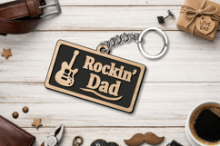 Laser SVG Rocking Dad Father Day Keychain Gift Guitar Music Product Image 2