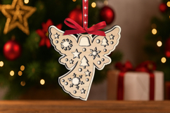 Laser SVG Snowflakes Angel Ornament Christmas Holiday Gift Product Image 1