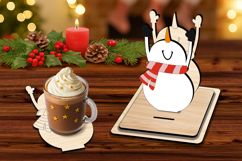 Laser SVG Snowman Christmas Coaster Holiday Present Decor Product Image 1