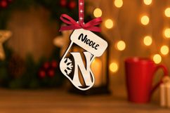 Laser SVG Sock Christmas Letter N Ornament Monogram Alphabet Product Image 1