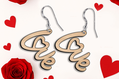 Laser SVG Text Love Valentine Day Earring Romantic Gift Kiss Product Image 1