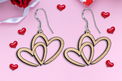Laser SVG Two Hearts Earrings Valentine Gift Love Present Product Image 1