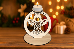Laser SVG Winter Angel Candle Holder Home Holiday Decor Gift Product Image 1