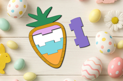 Lego Style SVG Puzzle Carrot Easter Kid Game Laser Child Product Image 1