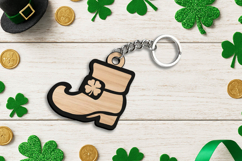 Leprechaun Boot Keychain SVG Patrick Day Lucky Charm Laser Product Image 1