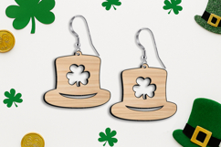 Leprechaun Hat Earring st Patrick Day SVG Lucky Charm Laser Product Image 1