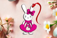 Letter A Bunny Dress Easter Basket Tag Ornament SVG Laser Product Image 1