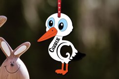 Letter C Easter Stork Basket Name Tag Holiday Ornament SVG Product Image 1