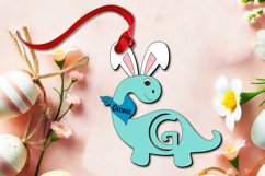 Letter G Dino Laser Cut Easter Basket Name Tag Holiday SVG Product Image 1