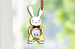 Letter G Easter Bunny Rabbit Basket Tag Ornament SVG Laser Product Image 1