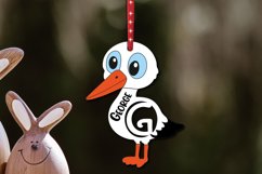 Letter G Easter Stork Basket Name Tag Holiday SVG Ornament Product Image 1