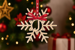 Letter J Christmas Ornament SVG Alphabet Monogram Laser Gift Product Image 1