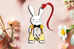 Letter K Easter Male Bunny Basket Tag Ornament SVG Laser Product Image 1