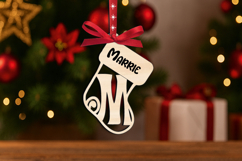 Letter M Sock Laser SVG Christmas Ornament Monogram Alphabet Product Image 2