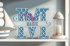 Letter M SVG Alphabet Ocean Laser Mermaid Maritime Sea Decor Product Image 1