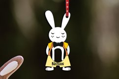 Letter N Easter Bunny Rabbit Basket Tag Ornament SVG Laser Product Image 1